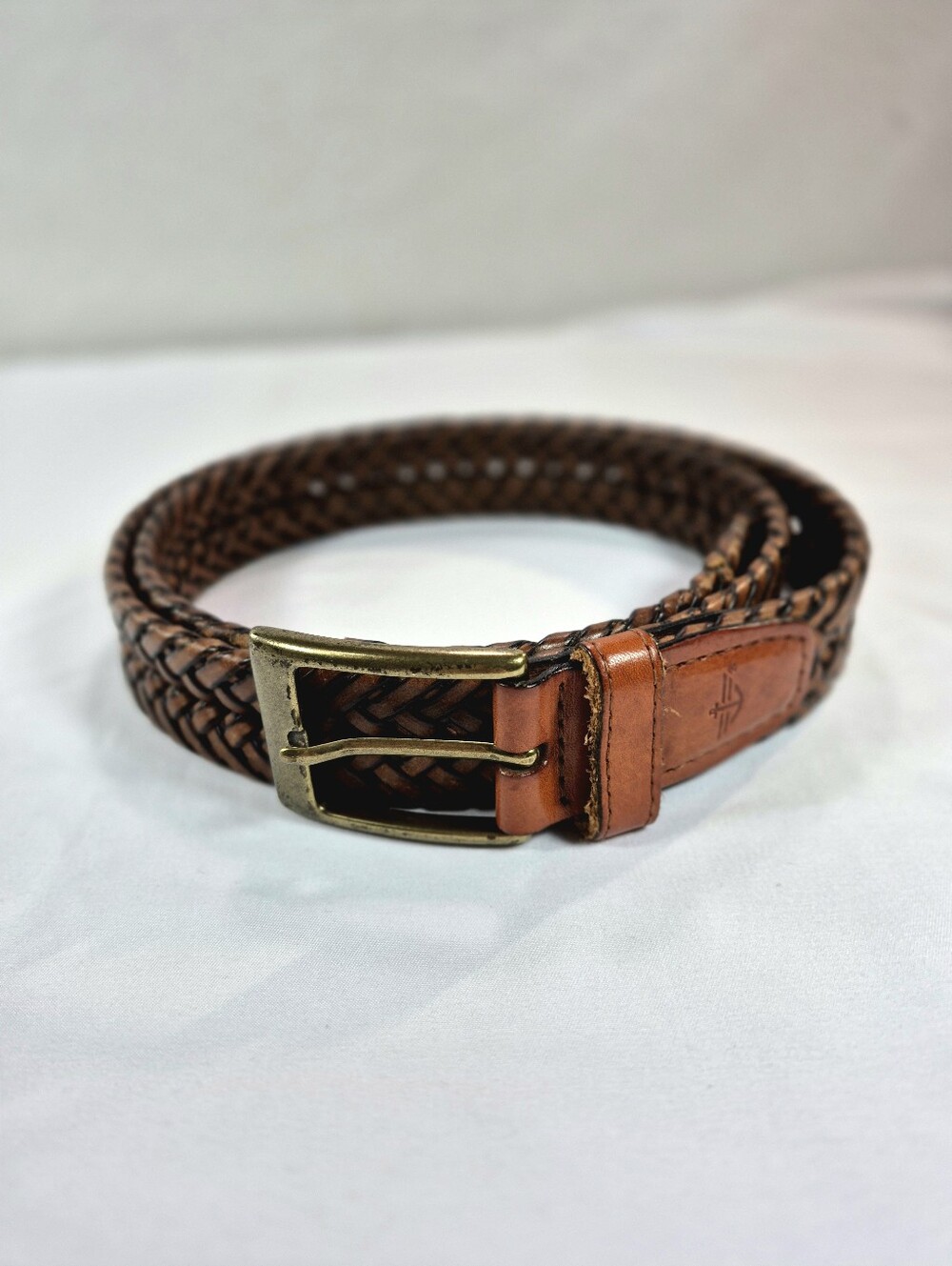 Dockers Men's Brown Braided Leather Belt Size 38/95
